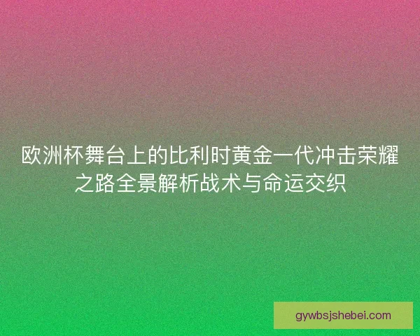 欧洲杯舞台上的比利时黄金一代冲击荣耀之路全景解析战术与命运交织