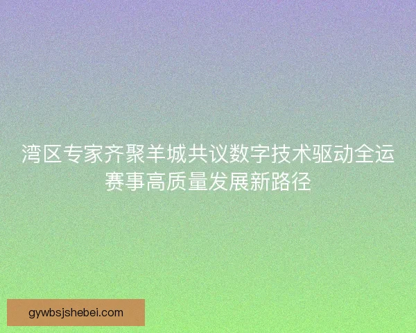 湾区专家齐聚羊城共议数字技术驱动全运赛事高质量发展新路径